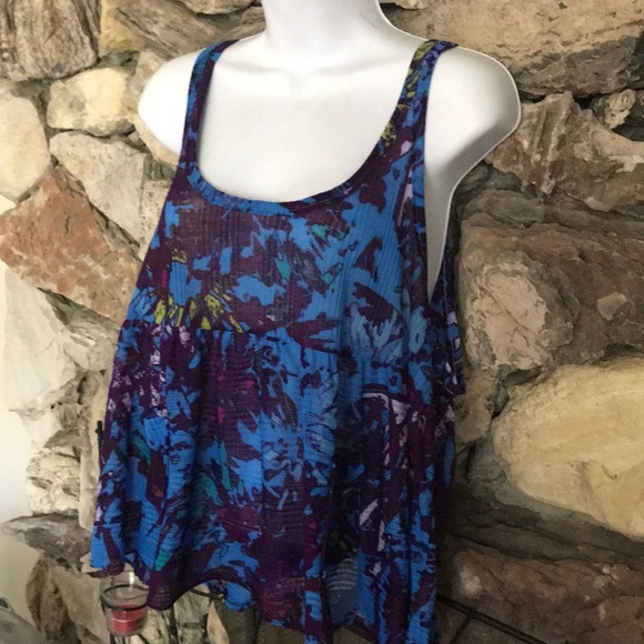FREE PEOPLE TANK TOP HI-LO HEM Royal blue / Purple Size S - Picture 8 of 16